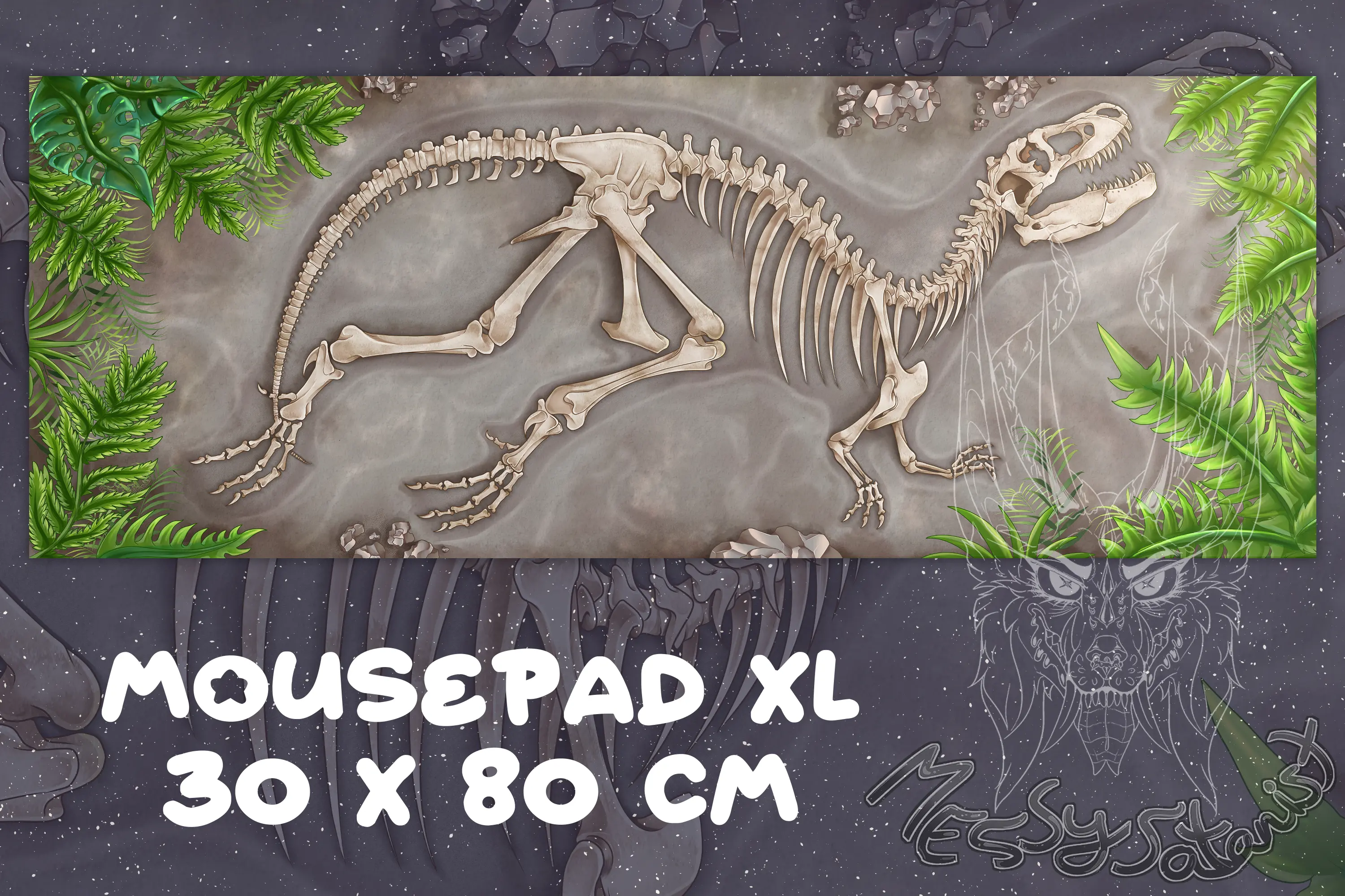 [94000000285] T-Rex Fosil Large Mousepad